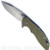 Rick Hinderer Knives XM-18 3.5" Harpoon Spanto folding knife with thumb stud and flipper tab - shown open presentation side.  Stonewash S45VN stainless steel plain edge blade.  
OD green G-10 handle with stonewash blue lock side.  Model KXM35HS.