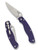 Spyderco Military 2 folding knife with thumb hole - shown open presentation side and closed pocket clip side.  Satin S110V stainless steel plain edge blade.  Dark Blue G-10 handle.  Model C36GPDBL2.