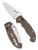 Spyderco Manix 2 XL folding knife with thumb hole - shown open presentation side and closed pocket clip side.  Satin Cru-Wear steel plain edge blade. Brown Micarta handle.  Model C95MPCW2.