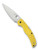 Spyderco Native Chief Salt folding knife with thumb hole - shown open presentation side.  Satin MagnaCut stainless steel plain edge blade.  Yellow FRN handle.  Model C244PYL.