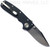 Demko Knives Shark Cub Clip Point folding knife with thumb stud - shown open pocket clip side.  Stonewash 20CV stainless steel plain edge blade.  Black Aluminum handle.
