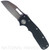 Demko Knives Shark Cub Shark Foot folding knife with thumb slot - shown open presentation side.  Stonewash 20CV stainless steel plain edge blade.  Black Aluminum handle.