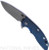Rick Hinderer Knives XM-18 3.5" Spear Point folding knife with thumb stud and flipper tab - shown open presentation side.  Working Finish S45VN stainless steel plain edge blade.  Blue - black G-10 handle with Battle Bronze lock side.  Model KXM35SPE.