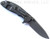 Rick Hinderer Knives XM-18 3.5" Slicer folding knife with thumb stud and flipper tab - shown open lock side.  Working Finish S45VN stainless steel plain edge blade.  Blue G-10 handle with Working Finish lock side.  Model KXM35SL.