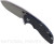 Rick Hinderer Knives XM-18 3.5" Slicer folding knife with thumb stud and flipper tab - shown open presentation side.  Working Finish S45VN stainless steel plain edge blade.  Black G-10 handle with Battle Blue lock side.  Model KXM35SL.