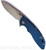 Rick Hinderer Knives XM-18 3.5" Slicer folding knife with thumb stud and flipper tab - shown open presentation side.  Stonewash S45VN stainless steel plain edge blade.  Blue - black G-10 handle with stonewash blue lock side.  Model KXM35SL.