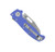 Demko Knives AD20.5 folding knife with thumb stud and slot - shown closed pocket clip side.  20CV stainless steel, Shark Foot, plain edge blade.  Blue G-10 handle.  Model AD20.5-SFPE-20CV-BLG10.
