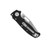 Demko Knives AD20.5 folding knife with thumb stud and slot - shown closed pocket clip side.  20CV stainless steel, clip point, plain edge blade.  Black G-10 handle.  Model AD20.5-CPPE-20CV-BKG10.