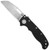 Demko Knives AD20.5 folding knife with thumb stud and slot - shown open presentation side.  20CV stainless steel, Shark Foot, plain edge blade.  Black G-10 handle.  Model AD20.5-SFPE-20CV-BKG10.
