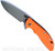 Rick Hinderer Knives XM-24 Spear Point folding knife with thumb stud and flipper tab - shown open presentation side.  Working Finish S45VN stainless steel plain edge blade.  Orange G-10 handle with Working Finish lock side.  Model KXM40SPE.