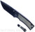 Chaves Knives Redencion 229 Tanto folding knife with flipper tab - shown open presentation side with extra pocket clip aside it.  Black M390 stainless steel plain edge blade.  Titanium handle with small black Micarta inlay.  Model 229/KS/TANTO/SMBKMC.