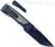 Chaves Knives Redencion 229 Tanto folding knife with flipper tab - shown open lock side with extra pocket clip aside it.  Black M390 stainless steel plain edge blade.  Titanium handle with small black Micarta inlay.  Model 229/KS/TANTO/SMBKMC.