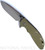 Rick Hinderer Knives XM-24 Spear Point folding knife with thumb stud and flipper tab - shown open presentation side.  Stonewash S45VN stainless steel plain edge blade.  OD green G-10 handle with stonewash bronze lock side.  Model KXM40SPE.