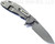 Rick Hinderer Knives XM-24 Spear Point folding knife with thumb stud and flipper tab - shown open lock side.  Working Finish S45VN stainless steel plain edge blade.  Blue G-10 handle with Working Finish lock side.  Model KXM40SPE.