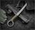 RMJ Tactical Stabby Guy multitool - shown out of sheath obverse.  Tungsten Cerakote 3V steel.  Dirty Olive G-10 handle.  Model K-SG-TU-DO.