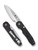 Spyderco Smock folding knife with thumb hole and flipper - shown open presentation side and closed pocket clip side.  Satin S30V stainless steel plain edge blade.  Black carbon fiber and G-10 laminate handle.  Model C240CFP.