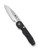 Spyderco Smock folding knife with thumb hole and flipper - shown open presentation side.  Satin S30V stainless steel plain edge blade.  Black carbon fiber and G-10 laminate handle.  Model C240CFP.