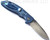 Rick Hinderer Knives Automatic XM-18 Spear Point folding knife with push button - shown open pocket clip side.  Stonewash 20CV stainless steel plain edge blade.  Stonewash blue titanium handle.  Model KAXM35SPE.
