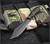 RMJ Tactical Ratatosk fixed blade knife with bronze hardware installed - shown out of sheath reverse.  Graphite Black Cerakote Nitro-V stainless steel plain edge blade.  Black Micarta handle.  Model K-RT-GB-LM-BK.