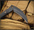 RMJ Tactical 3V Syndicate Senshi kama - shown close up of blade out of sheath obverse.  Graphite Black Cerakote CPM-3V steel plain edge blade.  Black G-10 handle.  Model T-SE-GB-BK.