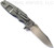Rick Hinderer Knives Eklipse Spear Point folding knife with flipper tab and thumb stud - shown open lock side.  Stonewash S45VN stainless steel plain edge blade.  Blue G-10 handle with stonewash lock side.  Model KEK35SPE.