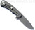 Rick Hinderer Knives Project X Clip Point folding knife with flipper tab - shown open lock side.  Working Finish S45VN stainless steel plain edge blade.  Blue - black G-10 handle with Working Finish lock side.  Model KPXSPE.