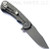 Rick Hinderer Knives Project X Clip Point folding knife with flipper tab - shown open lock side.  Working Finish S45VN stainless steel plain edge blade.  Blue G-10 handle with Working Finish lock side.  Model KPXSPE.