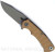 Rick Hinderer Knives Project X Clip Point folding knife with flipper tab - shown open presentation side.  Working Finish S45VN stainless steel plain edge blade.  Coyote G-10 handle with Battle Bronze lock side.  Model KPXSPE.