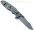 Rick Hinderer Knives Eklipse Spear Point folding knife with flipper tab and thumb stud - shown open lock side.  Working Finish S45VN stainless steel plain edge blade.  Blue G-10 handle with Working Finish lock side.  Model KEK35SPE.