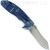 Rick Hinderer Knives XM-18 3.5" Skinner folding knife with thumb stud and flipper tab - shown open lock side.  Stonewash S45VN stainless steel plain edge blade.  Translucent Green G-10 handle with stonewash blue lock side.  Model KXM35SKINNER.