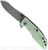 Rick Hinderer Knives XM-18 3.5" Skinner folding knife with thumb stud and flipper tab - shown open presentation side.  Working Finish S45VN stainless steel plain edge blade.  Translucent Green G-10 handle with Battle Bronze lock side.  Model KXM35SKINNER.