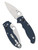 Spyderco Manix 2 folding knife with thumb hole - shown both open presentation side and closed pocket clip side.  SPY27 stainless steel plain edge blade.  Blue G-10 handle.  Model C101GPCBL2.