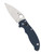 Spyderco Manix 2 folding knife with thumb hole - shown open presentation side.  SPY27 stainless steel plain edge blade.  Blue G-10 handle.  Model C101GPCBL2.