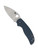 Spyderco Sage 5 folding knife with thumb hole - shown open presentation side.  Satin SPY27 stainless steel plain edge blade.  Blue G-10 handle.  Model C123GBCBL.