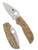 Spyderco Chaparral Slipit  folding knife with thumb hole - shown open presentation side and closed pocket clip side.  Satin CTS-XHP stainless steel plain edge blade. Birdseye Maple wood handle.  Model C152NLWDP.