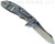 Rick Hinderer Knives XM-18 3.5" Skinner folding knife with thumb stud and flipper tab - shown open lock side.  Stonewash S45VN stainless steel plain edge blade.  Coyote G-10 handle with stonewash lock side.  Model KXM35SKINNER.