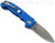 Demko Knives National Knives, LLC Exclusive MG AD-20 spear point folding knife with thumb stud - shown open pocket clip side.  Stonewash MagnaCut stainless steel plain edge blade.  Blue G-10 handle.