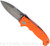 Demko Knives National Knives, LLC Exclusive MG AD-20 spear point folding knife with thumb stud - shown open presentation side.  Stonewash MagnaCut stainless steel plain edge blade.  Orange G-10 handle.