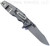 Rick Hinderer Knives Eklipse Spear Point folding knife with flipper tab and thumb stud - shown open lock side.  Working Finish S45VN stainless steel plain edge blade.  OD green G-10 handle with Working Finish lock side.  Model KEK35SPE.