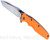 Rick Hinderer Knives Eklipse Spear Point folding knife with flipper tab and thumb stud - shown open presentation side.  Stonewash S45VN stainless steel plain edge blade.  Orange G-10 handle with stonewash lock side.  Model KEK35SPE.