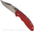 Rick Hinderer Knives Non Flipper XM-18 3.5" Bowie folding knife with thumb stud - shown open presentation side.  Stonewash S45VN stainless steel plain edge blade.  Red G-10 handle with stonewash lock side.  Model KXM35NFBOW.
