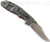 Rick Hinderer Knives Non Flipper XM-18 3.5" Bowie folding knife with thumb stud - shown open lock side.  Stonewash S45VN stainless steel plain edge blade.  Red G-10 handle with stonewash lock side.  Model KXM35NFBOW.