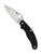 Spyderco UKPK Leaf folding knife with thumb hole - shown open presentation side.  Satin CTS-BD1N stainless steel plain edge blade. Black FRN handle.  Model C94PBK.