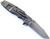 Rick Hinderer Knives Eklipse Harpoon Spanto folding knife with flipper tab and thumb stud - shown open lock side.  Stonewash S45VN stainless steel plain edge blade.  Translucent Green G-10 handle with stonewash lock side.  Model KEK35HSA.