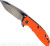 Rick Hinderer Knives XM-18 3.0" Harpoon Tanto folding knife with thumb stud and flipper tab - shown open presentation side.  Stonewash S45VN stainless steel plain edge blade.  Orange G-10 handle with stonewash lock side.  Model KXM3000HT.