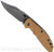 Rick Hinderer Knives Non Flipper XM-18 3.5" Bowie folding knife with thumb stud - shown open presentation side.  Working Finish S45VN stainless steel plain edge blade.  Coyote G-10 handle with Working Finish lock side.  Model KXM35NFBOW.