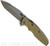 Rick Hinderer Knives Eklipse Harpoon Spanto folding knife with flipper tab and thumb stud - shown open presentation side.  Working Finish S45VN stainless steel plain edge blade.  OD green G-10 handle with Working Finish lock side.  Model KEK35HSA.