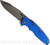 Rick Hinderer Knives Eklipse Harpoon Spanto folding knife with flipper tab and thumb stud - shown open presentation side.  Working Finish S45VN stainless steel plain edge blade.  Blue G-10 handle with Working Finish lock side.  Model KEK35HSA.