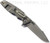 Rick Hinderer Knives Eklipse Harpoon Spanto folding knife with flipper tab and thumb stud - shown open lock side.  Working Finish S45VN stainless steel plain edge blade.  Blue G-10 handle with Working Finish lock side.  Model KEK35HSA.