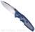 Rick Hinderer Knives Eklipse Spearpoint Automatic with push button - shown open presentation side.  Stonewash S45VN stainless steel plain edge blade.  Stonewash blue titanium handle.  Model KAEK35SP.